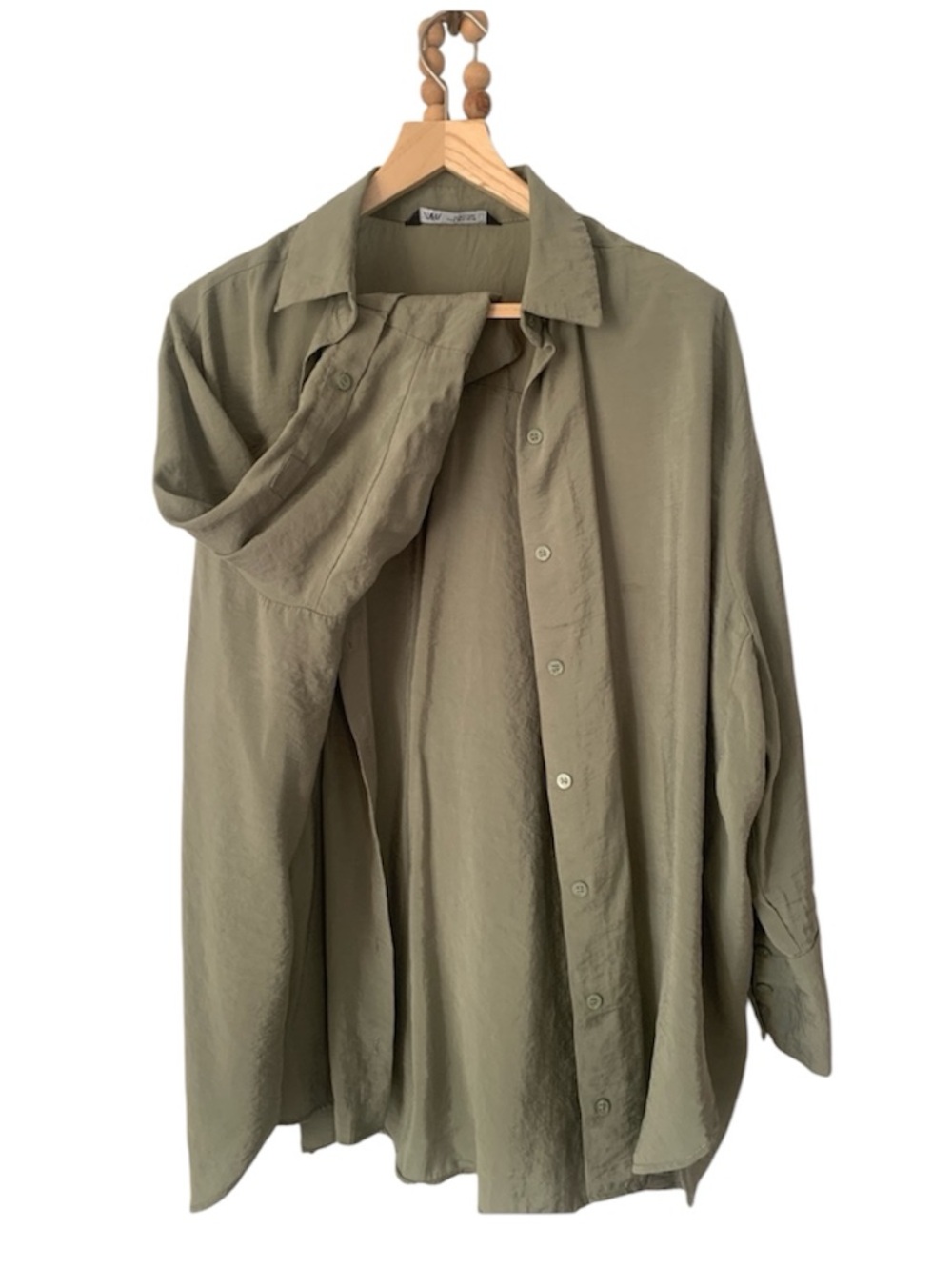 Zara Women's Olive Green Lightweight Shirt Jacket